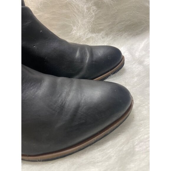 Korks Black Leather & Suede Ankle Boots with Buckle Strap & Zip Closure - Picture 3 of 9